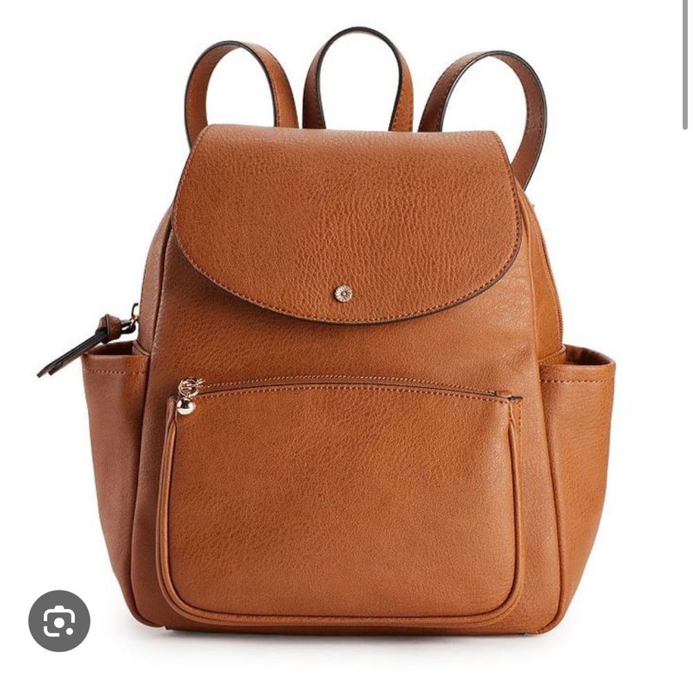 LC Lauren Conrad Saddle-Tone Flap Backpack in Cognac Brown